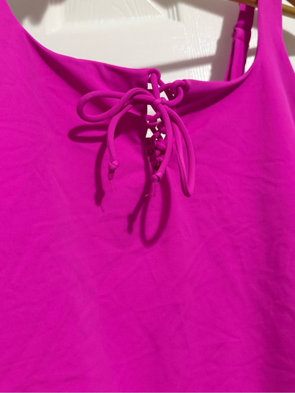 Angie Swim Magenta Lace-Up One-Piece Swimsuit - Picture 7 of 14